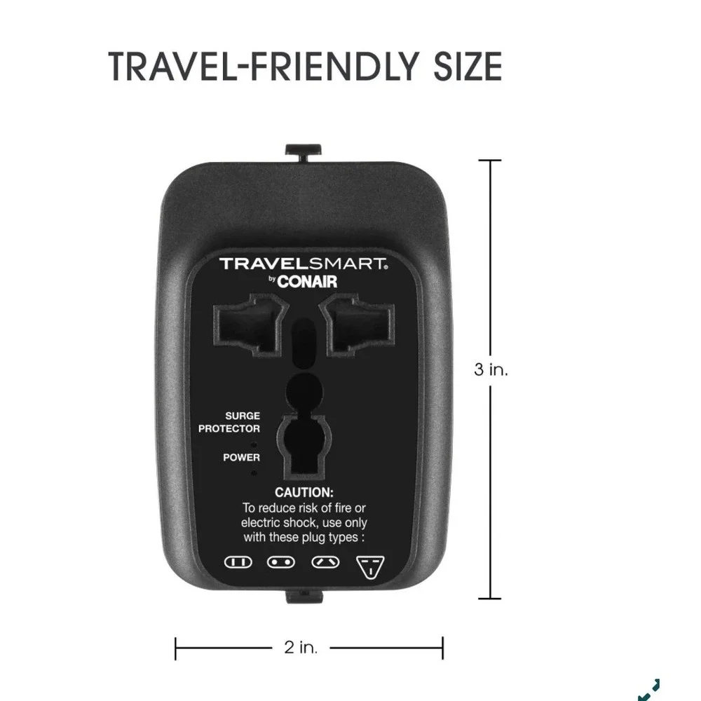 Travel Smart All-in-One Travel Adapter with USB Ports - Black